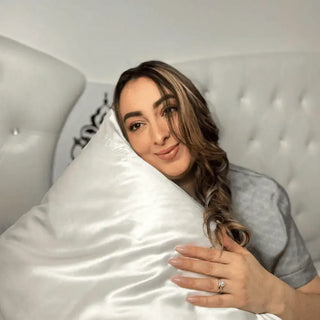 غطاء مخدة حرير طبيعي 100% - أبيض